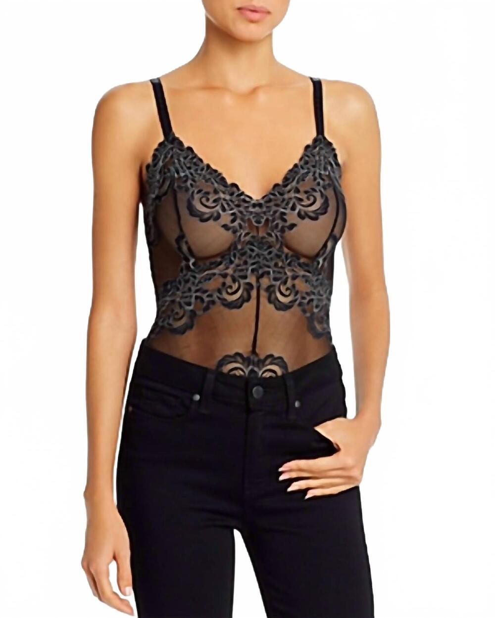 NEW GUESS milo lace bodysuit in black